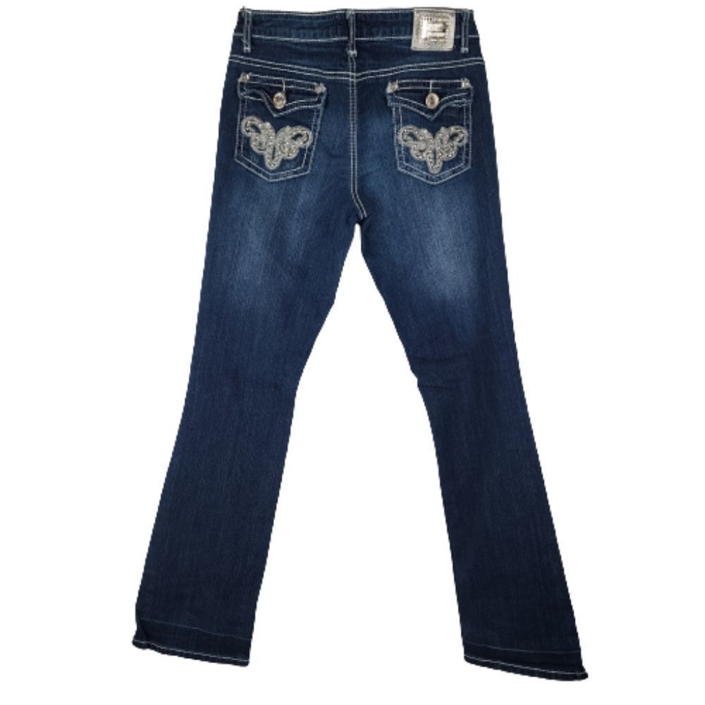 Twelve K 32 x 30 Bootcut Jeans Blue Dark Wash Rhinestone Embroidered Denim